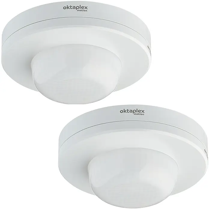 Oktaplex Motion Bewegungsmelder Pia - Reichweite Sensor: 9 m, Weiß, Erfassungswinkel Sensor: 360 °, L x B x H: 115 x 115 x 48 mm