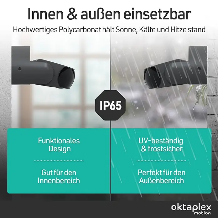 Oktaplex Motion Bewegungsmelder Bea - Reichweite Sensor: 10 m, Schwarz, Erfassungswinkel Sensor: 180 °, L x B x H: 92 x 76 x 64 mm