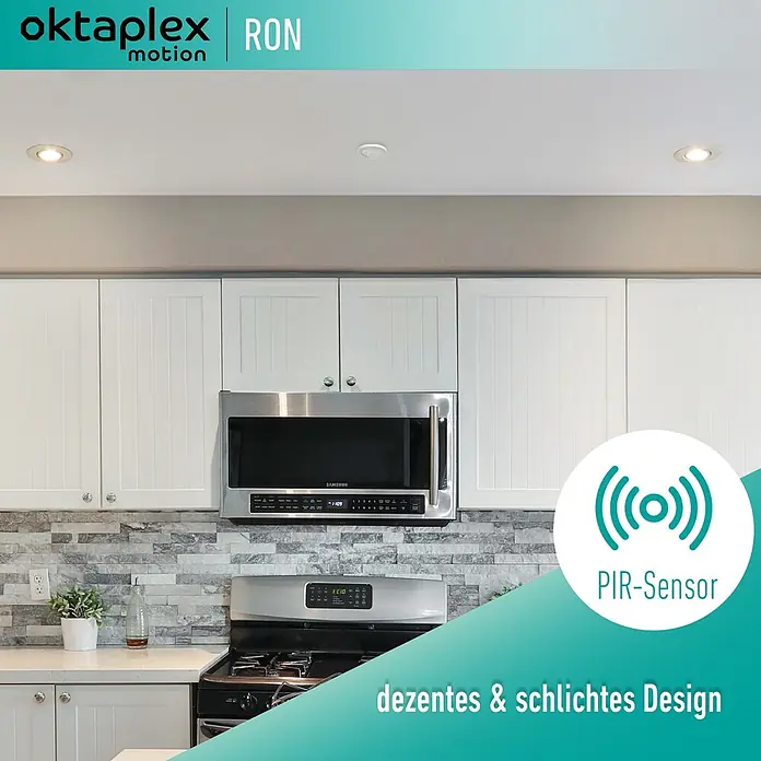 Oktaplex Motion Bewegungsmelder Ron - Reichweite Sensor: 8 m, Weiß, Erfassungswinkel Sensor: 360 °, L x B x H: 50 x 50 x 62 mm