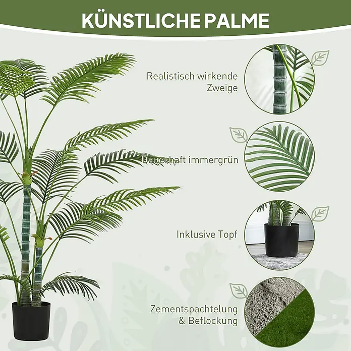 Homcom Kunstpflanze Naturgetreues tropisches Design - 