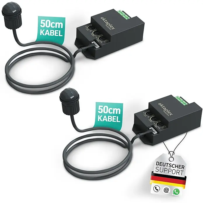 Oktaplex Motion Bewegungsmelder Jana - Reichweite Sensor: 6 m, Schwarz, Erfassungswinkel Sensor: 360 °, L x B x H: 37 x 70 x 24 mm