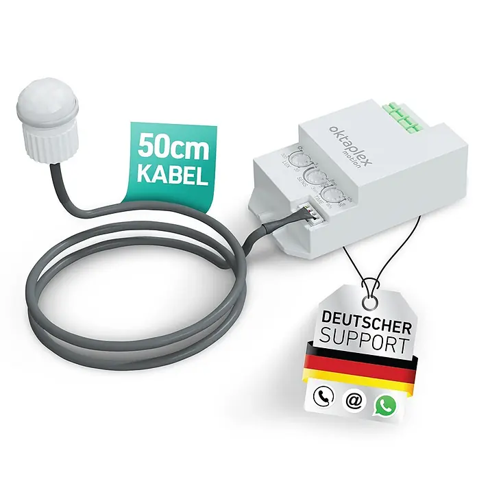 Oktaplex Motion Bewegungsmelder Jana - Reichweite Sensor: 8 m, Weiß, Erfassungswinkel Sensor: 360 °, L x B x H: 37 x 70 x 24 mm