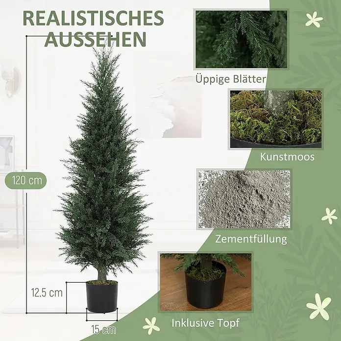 Homcom Kunstpflanze Lebensechtes Zypressendesign - 