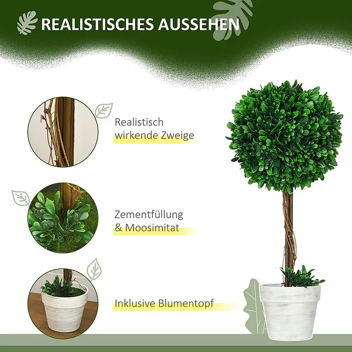 Homcom Kunstpflanze 2er-Set - 