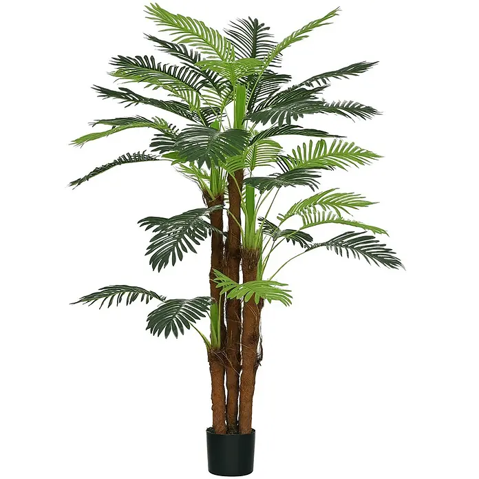 Homcom Kunstpflanze künstliche Palme - Höhe: 160 cm, Blütenfarbe: Grün, Kunststoff