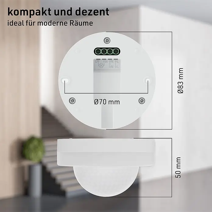 Oktaplex Motion Bewegungsmelder Jim - Reichweite Sensor: 10 m, Weiß, Erfassungswinkel Sensor: 360 °, L x B x H: 83 x 83 x 50 mm
