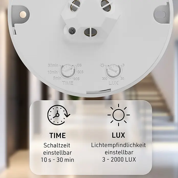 Oktaplex Motion Bewegungsmelder Jim - Reichweite Sensor: 10 m, Weiß, Erfassungswinkel Sensor: 360 °, L x B x H: 83 x 83 x 50 mm