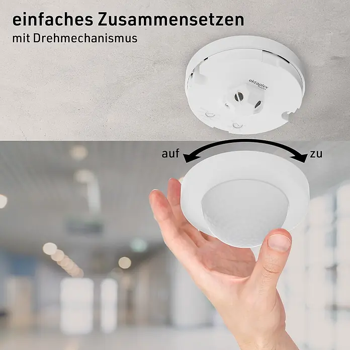 Oktaplex Motion Bewegungsmelder Jim - Reichweite Sensor: 10 m, Weiß, Erfassungswinkel Sensor: 360 °, L x B x H: 83 x 83 x 50 mm