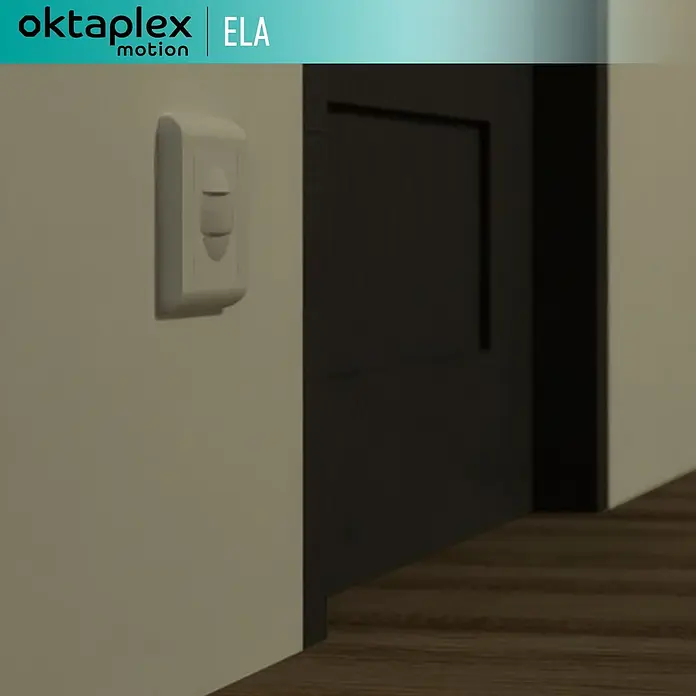 Oktaplex Motion Bewegungsmelder Ela - Reichweite Sensor: 9 m, Weiß, Erfassungswinkel Sensor: 160 °, L x B x H: 42 x 86 x 86 mm