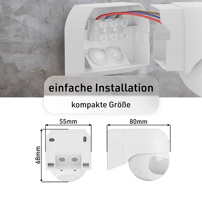 Oktaplex Motion Bewegungsmelder Anja - Reichweite Sensor: 12 m, Weiß, Erfassungswinkel Sensor: 180 °, L x B x H: 80 x 55 x 68 mm