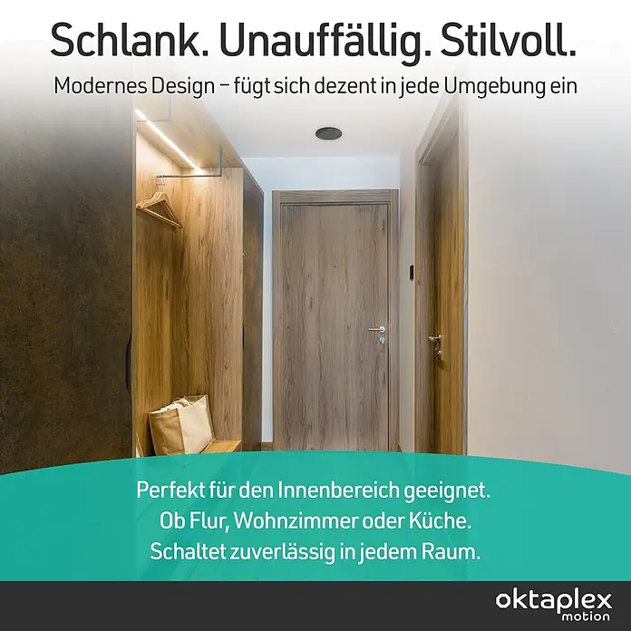 Oktaplex Motion Bewegungsmelder Isa - Reichweite Sensor: 3 m, Schwarz, Erfassungswinkel Sensor: 360 °, L x B x H: 0 x 0 x 0 mm