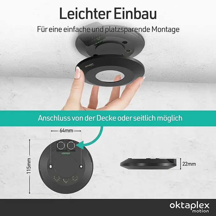 Oktaplex Motion Bewegungsmelder Isa - Reichweite Sensor: 3 m, Schwarz, Erfassungswinkel Sensor: 360 °, L x B x H: 0 x 0 x 0 mm
