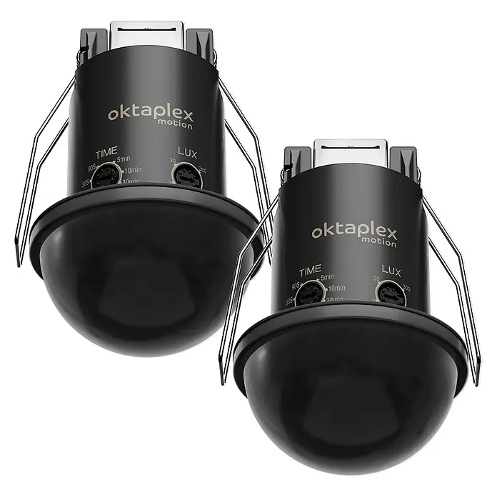 Oktaplex Motion Bewegungsmelder Kim - Reichweite Sensor: 8 m, Schwarz, Erfassungswinkel Sensor: 360 °, L x B x H: 61 x 61 x 91 mm