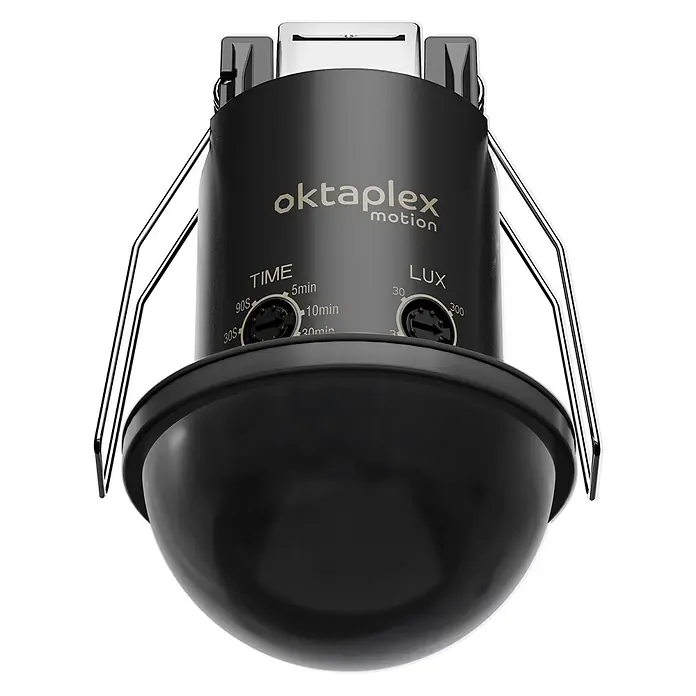 Oktaplex Motion Bewegungsmelder Kim - Reichweite Sensor: 8 m, Schwarz, Erfassungswinkel Sensor: 360 °, L x B x H: 61 x 61 x 91 mm