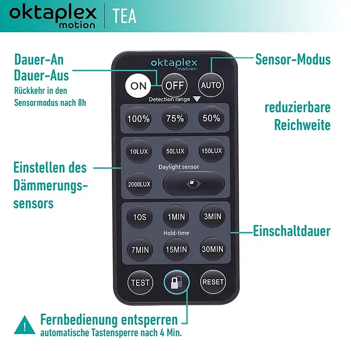 Oktaplex Motion Bewegungsmelder Tea - Reichweite Sensor: 9 m, Anthrazit, Erfassungswinkel Sensor: 360 °, L x B x H: 174 x 87 x 66 mm