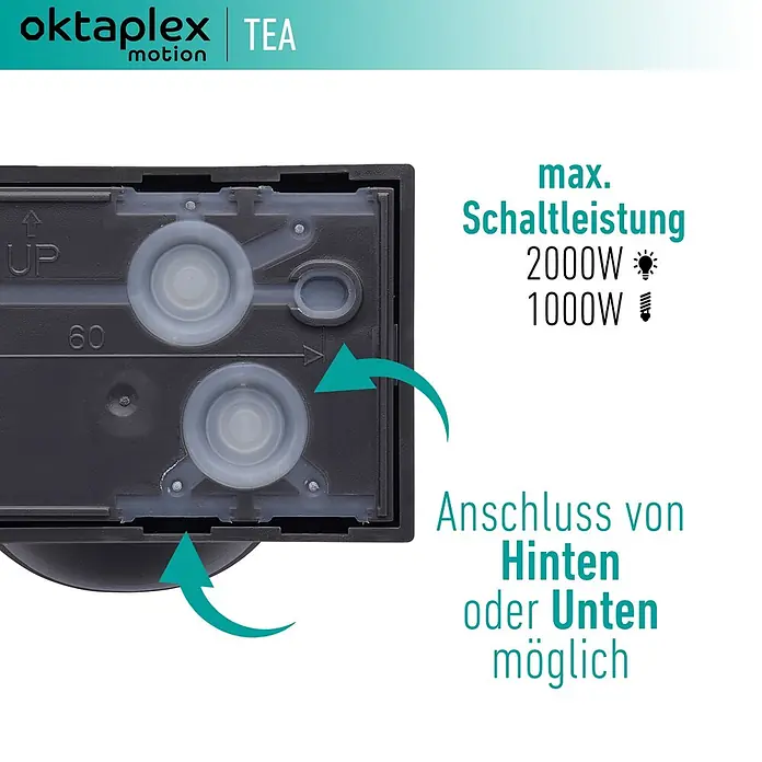 Oktaplex Motion Bewegungsmelder Tea - Reichweite Sensor: 9 m, Anthrazit, Erfassungswinkel Sensor: 360 °, L x B x H: 174 x 87 x 66 mm