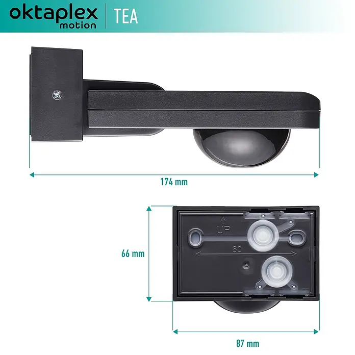 Oktaplex Motion Bewegungsmelder Tea - Reichweite Sensor: 9 m, Anthrazit, Erfassungswinkel Sensor: 360 °, L x B x H: 174 x 87 x 66 mm