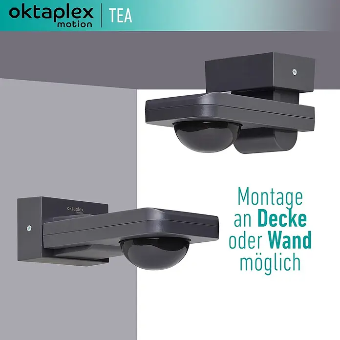Oktaplex Motion Bewegungsmelder Tea - Reichweite Sensor: 9 m, Anthrazit, Erfassungswinkel Sensor: 360 °, L x B x H: 174 x 87 x 66 mm