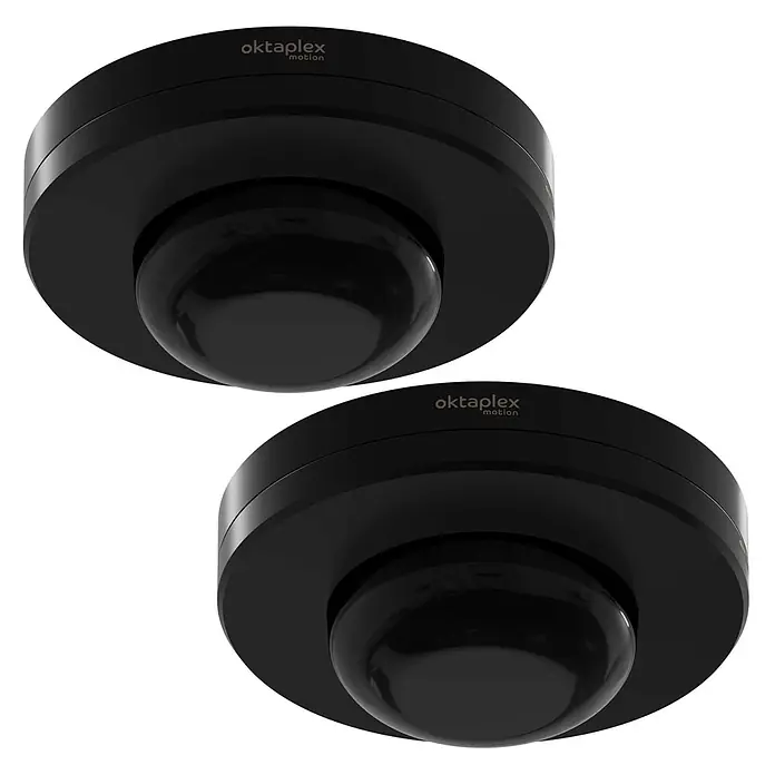 Oktaplex Motion Bewegungsmelder Pia - Reichweite Sensor: 9 m, Schwarz, Erfassungswinkel Sensor: 360 °, L x B x H: 115 x 115 x 48 mm