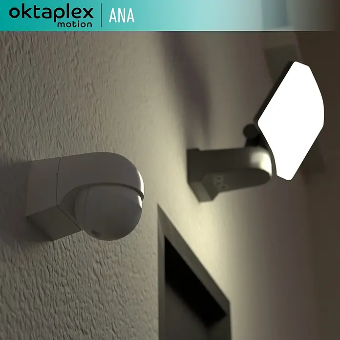 Oktaplex Motion Bewegungsmelder Ana - Reichweite Sensor: 12 m, Weiß, Erfassungswinkel Sensor: 180 °, L x B x H: 80 x 55 x 65 mm