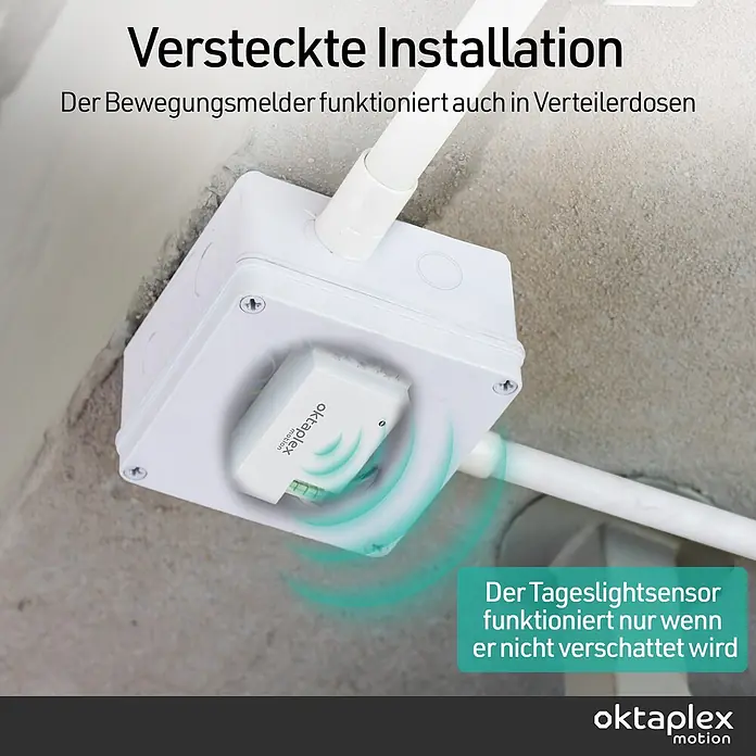 Oktaplex Motion Bewegungsmelder Amy - Reichweite Sensor: 6 m, Weiß, Erfassungswinkel Sensor: 180 °, L x B x H: 78 x 45 x 25 mm