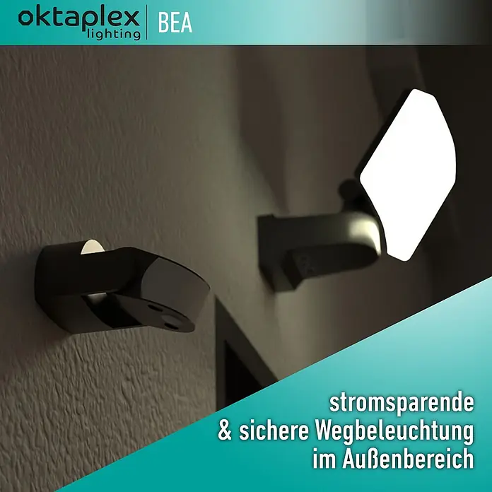 Oktaplex Motion Bewegungsmelder Bea - Reichweite Sensor: 12 m, Anthrazit, Erfassungswinkel Sensor: 180 °, L x B x H: 92 x 76 x 64 mm