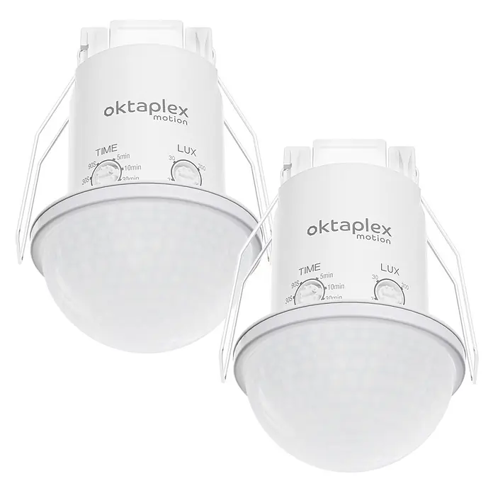 Oktaplex Motion Bewegungsmelder Kim - Reichweite Sensor: 10 m, Weiß, Erfassungswinkel Sensor: 360 °, L x B x H: 61 x 61 x 91 mm