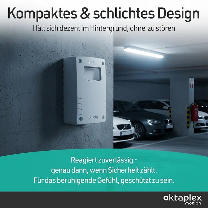 Oktaplex Motion Bewegungsmelder Pit - Reichweite Sensor: 15 m, Weiß, Erfassungswinkel Sensor: 180 °, L x B x H: 41 x 70 x 109 mm