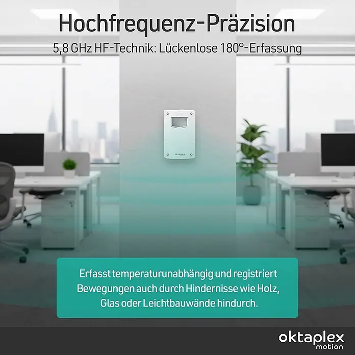 Oktaplex Motion Bewegungsmelder Pit - Reichweite Sensor: 15 m, Weiß, Erfassungswinkel Sensor: 180 °, L x B x H: 41 x 70 x 109 mm
