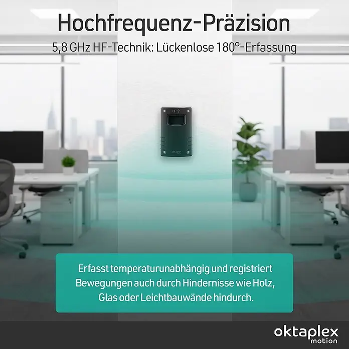 Oktaplex Motion Bewegungsmelder Pit - Reichweite Sensor: 15 m, Schwarz, Erfassungswinkel Sensor: 180 °, L x B x H: 41 x 70 x 109 mm