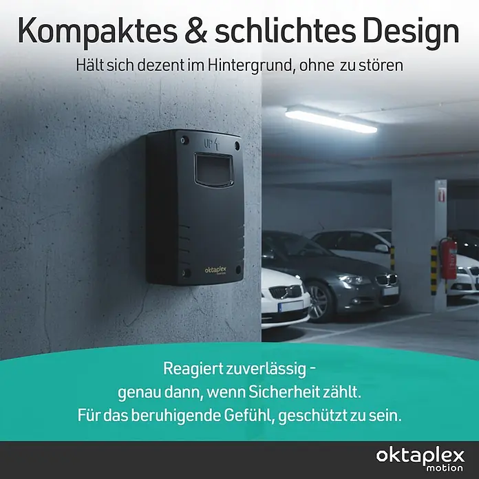 Oktaplex Motion Bewegungsmelder Pit - Reichweite Sensor: 15 m, Schwarz, Erfassungswinkel Sensor: 180 °, L x B x H: 41 x 70 x 109 mm
