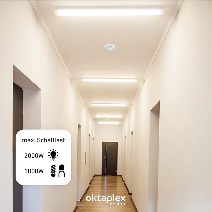 Oktaplex Motion Bewegungsmelder Sam - Reichweite Sensor: 10 m, Weiß, Erfassungswinkel Sensor: 360 °, L x B x H: 100 x 100 x 92 mm