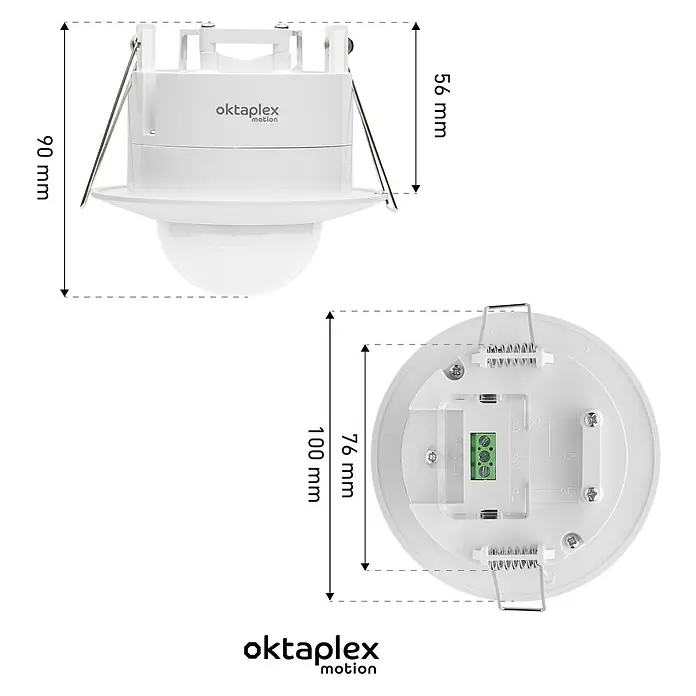 Oktaplex Motion Bewegungsmelder Sam - Reichweite Sensor: 10 m, Weiß, Erfassungswinkel Sensor: 360 °, L x B x H: 100 x 100 x 92 mm
