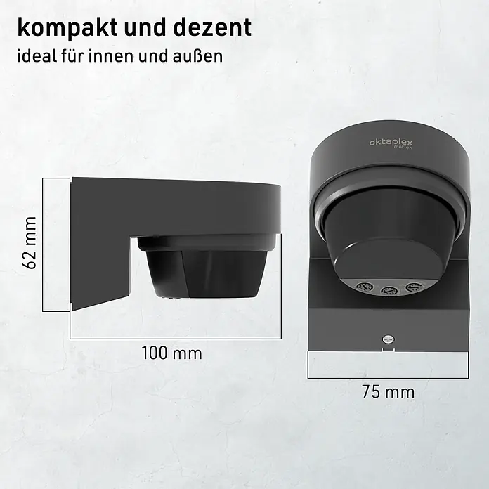 Oktaplex Lighting Bewegungsmelder Eva - Reichweite Sensor: 12 m, Anthrazit, Erfassungswinkel Sensor: 240 °, L x B x H: 100 x 75 x 62 mm
