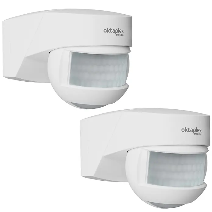 Oktaplex Motion Bewegungsmelder Lea - Reichweite Sensor: 12 m, Weiß, Erfassungswinkel Sensor: 180 °, L x B x H: 135 x 72 x 76 mm
