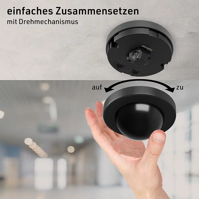 Oktaplex Motion Bewegungsmelder Jim - Reichweite Sensor: 8 m, Anthrazit, Erfassungswinkel Sensor: 360 °, L x B x H: 83 x 83 x 50 mm