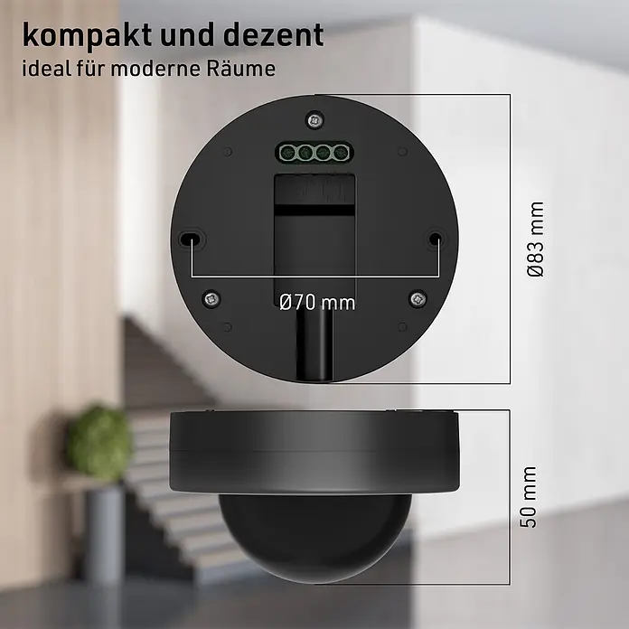 Oktaplex Motion Bewegungsmelder Jim - Reichweite Sensor: 8 m, Anthrazit, Erfassungswinkel Sensor: 360 °, L x B x H: 83 x 83 x 50 mm