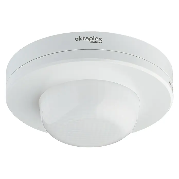 Oktaplex Motion Bewegungsmelder Pia - Reichweite Sensor: 9 m, Weiß, Erfassungswinkel Sensor: 360 °, L x B x H: 115 x 115 x 48 mm