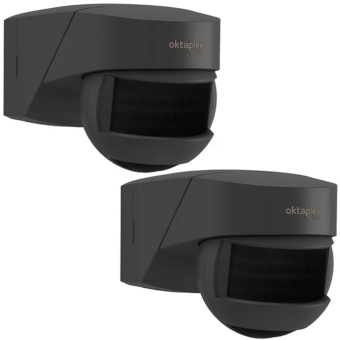 Oktaplex Motion Bewegungsmelder Lea - Reichweite Sensor: 12 m, Anthrazit, Erfassungswinkel Sensor: 180 °, L x B x H: 135 x 72 x 76 mm