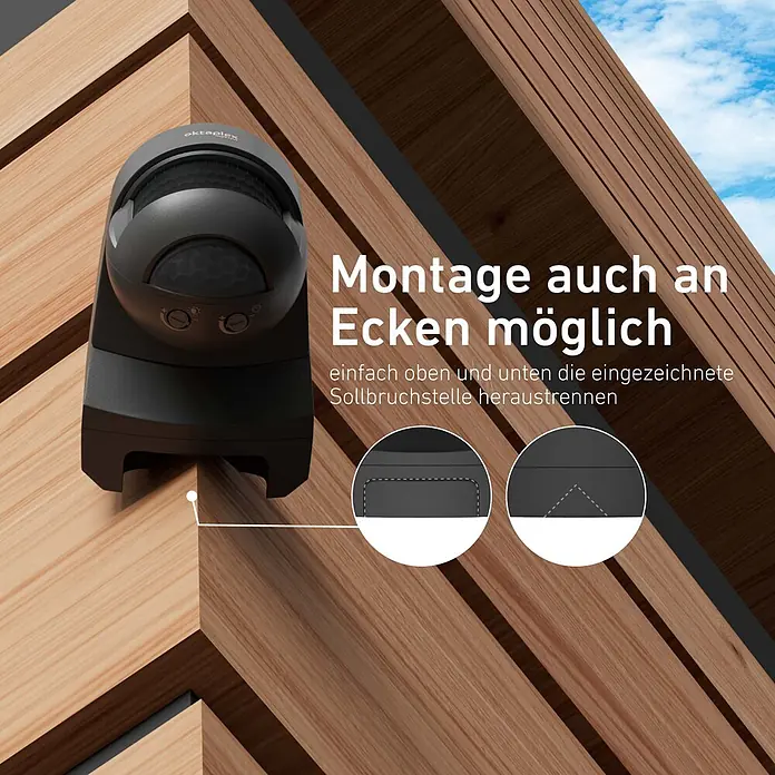 Oktaplex Motion Bewegungsmelder Lea - Reichweite Sensor: 12 m, Anthrazit, Erfassungswinkel Sensor: 180 °, L x B x H: 135 x 72 x 76 mm