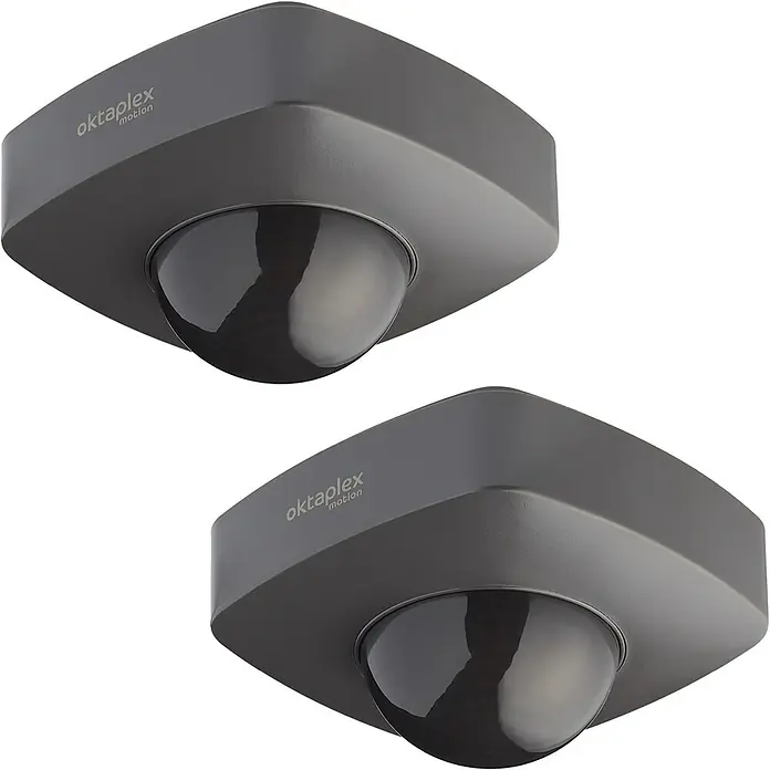 Oktaplex Motion Bewegungsmelder Tim - Reichweite Sensor: 10 m, Anthrazit, Erfassungswinkel Sensor: 360 °, L x B x H: 102 x 102 x 60 mm