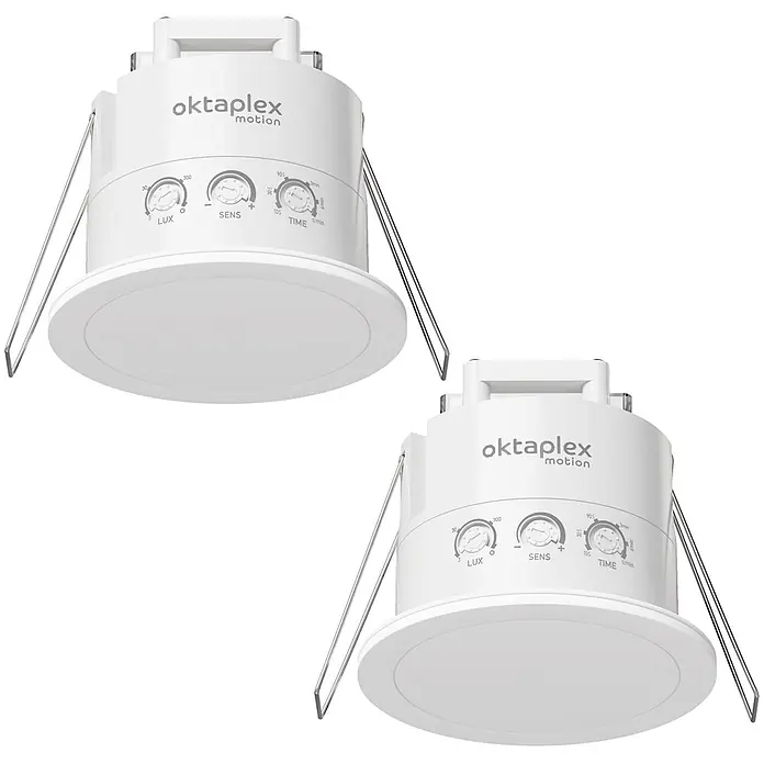 Oktaplex Motion Bewegungsmelder Noa - Reichweite Sensor: 3 m, Weiß, Erfassungswinkel Sensor: 360 °, L x B x H: 76 x 76 x 66 mm