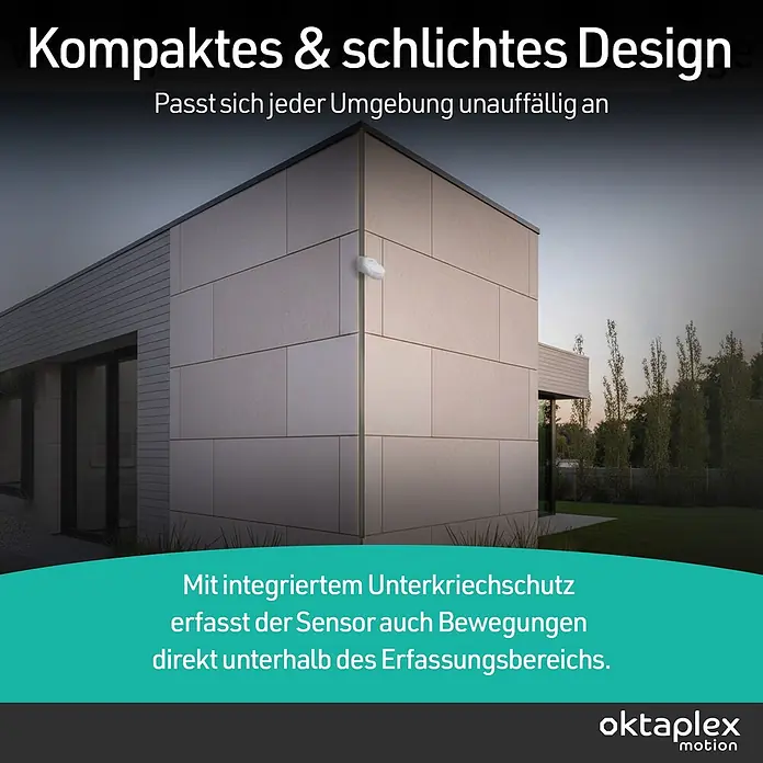 Oktaplex Motion Bewegungsmelder Bea - Reichweite Sensor: 12 m, Weiß, Erfassungswinkel Sensor: 180 °, L x B x H: 92 x 76 x 64 mm