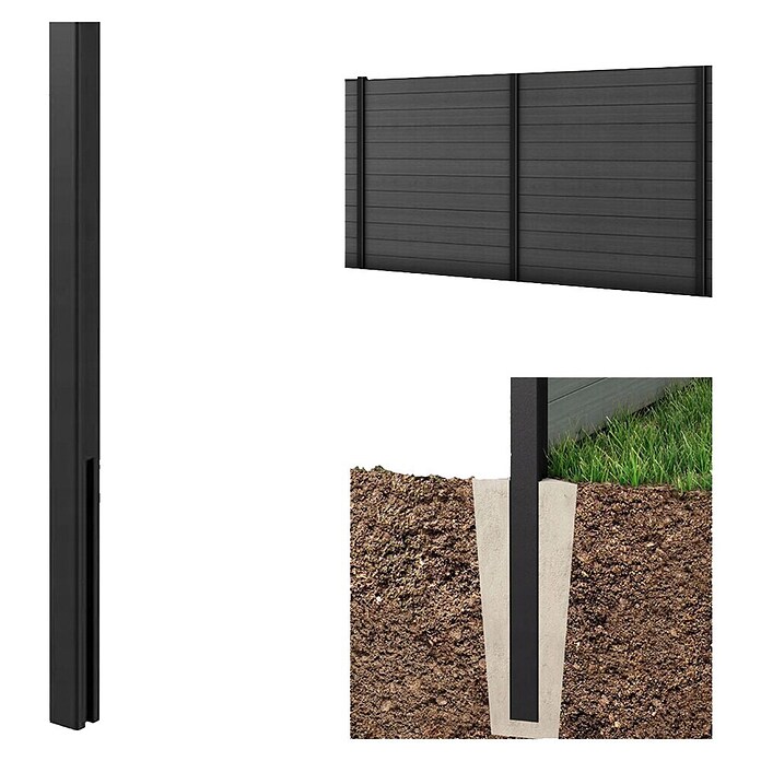 Keter Stup za ograde  (D x Š x V: 245 x 7,8 x 7,8 cm, Antracit, 1 Kom.) | BAUHAUS