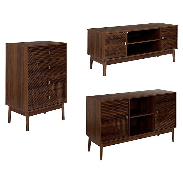 Home Deco Factory Tiffany Conjunto mueble de salón (Marrón, 3 pzs.) | BAUHAUS