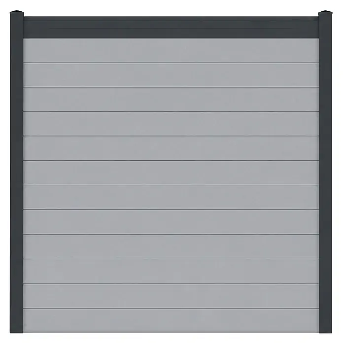 Deutsche Zauntechnik Zaun-Set Vidual Snap 2 - B x H: 7,14 x 1,77 m, Fenstergrau, Stecken - Vorderansicht