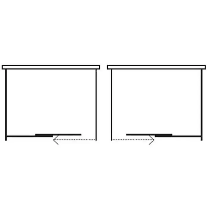 FRASCIO New Tecnology Eckdusche 100 x 155 cm - Verchromt, Chrom, Stärke: 6 mm - Diagramm zeigt Auszugschienen-Verlängerung und -Einfahren.