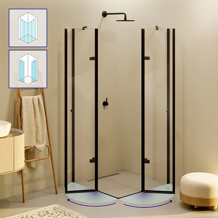 i-flair Eckdusche Alice 80x100x190 cm - Beschichtet, Schwarz, Stärke: 6 mm