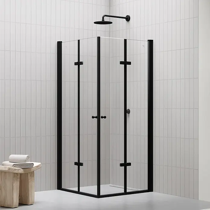 i-flair Eckdusche Emma 70x85x190 cm - Beschichtet, Schwarz, Stärke: 6 mm