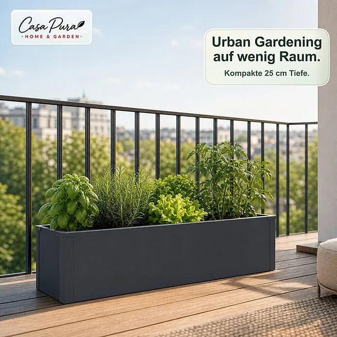 Floordirekt Hochbeet Andros 100 x 25 x 27 cm - 25 x 100 x 27 cm, Metall, Anthrazit